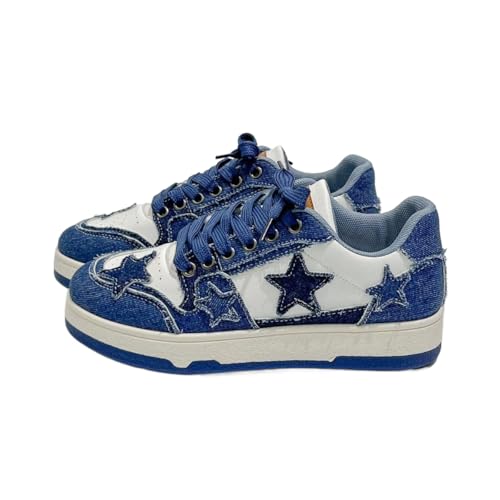Cute Star Sneakers PU Leather Stylish Lace Up Flat Skate Shoes for Women Casual Comfortable Non Slip Fashionable Streetwear Versatile Daily Wear