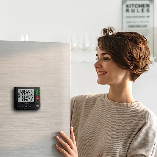 Marathon 100 Hour Dual Digital Timer, Black - Large, Easy-to-Read LCD Display - Loud Ring Alarm - 2 AAA Batteries Included