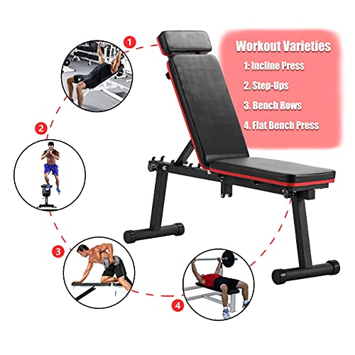 Zenova Weight Bench Adjustable,Foldable Workout Bench For Full Body Exercise, Utility Strength Training Bench Fast Folding Exercise Bench For Home Gym #TOP1