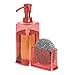 Produktbild iDesign Küchenorganizer mit Seifenspender und Halter, Schwammhalter Küche aus Kunststoff, wiederbefüllbarer Pumpseifenspender, rot, 16,5 cm x 7,9 cm x 21 cm