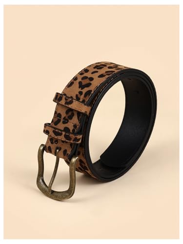 GORGLITTER Women's Leopard Belt Y2K Animal Print Belt with Metal Buckle Pu Leather Jeans Belts3