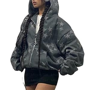 Sumleno Fairy Grunge Clothes Alt Emo Clothing Y2k Zip Up Hoodie Oversized Hooded Sweatshirt Harajuku Aesthetic Jacket