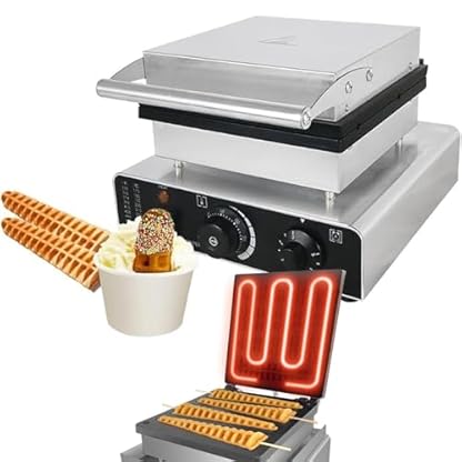lealovengzh Waffeleisen,1750W Kommerzielles Lolly-StäBchen-Waffeleisen,Antihaftbeschichtete Waffelmaschine,Kiefernform, Gusseisenpfanne-FüR Restaurants,BäCkereien,Snackbars-Temperatur 50-250°C,Black