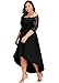 Jose Pally Women’s Plus Size Lace Maxi Dress Off Shoulder Vintage Floral 3/4 Sleeve Dresses for Cocktail Party Black