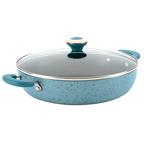 Paula Deen Signature Nonstick Chicken Frying Pan / Fry Pan / Skillet with Side Handles - 12 Inch, Aqua Speckle Blue