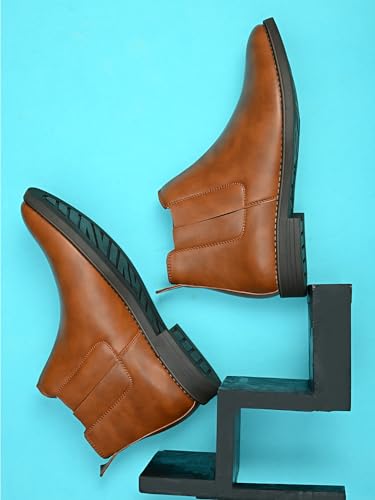 Image of FENTACIA Faux Leather Formal Chelsea Boots for Men