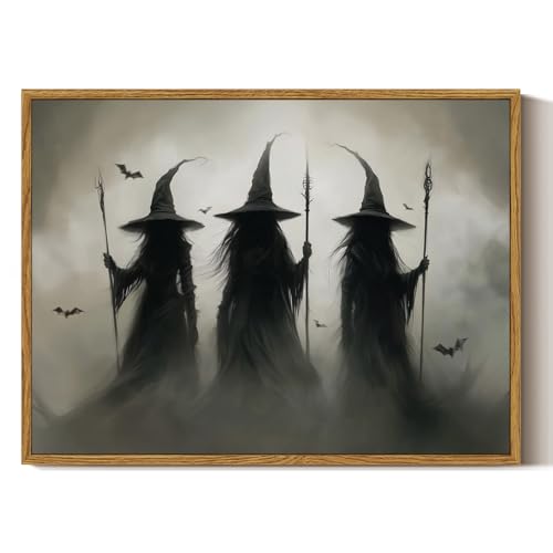 ARPEOTCY Framed Canvas Wall Art, 16x12 Inch Three Witches Print f...