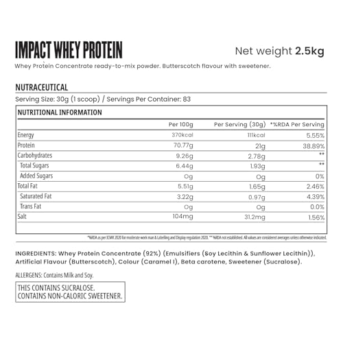 Image of MYPROTEIN Impact Whey Protein (2.5 KG, Butterscotch)