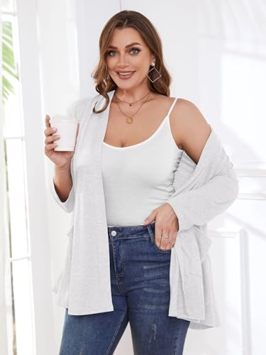 Image of BELAROI Plus Size Lightweight Cardigan Sweaters for Women Casual Open Front 3 /4 Sleeve Cover Up