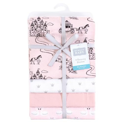 Image of Hudson Baby Unisex Baby Cotton Flannel Receiving Blankets, Fairytale Princess, One Size