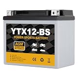 Daakmax YTX12-BS Motorcycle Battery 12V 10Ah, 180 CCA Sealed AGM Rechargeable Maintenance Free Battery, Replacement for ATV, Scooter, 4 Wheeler, ETX12, GTX12-BS