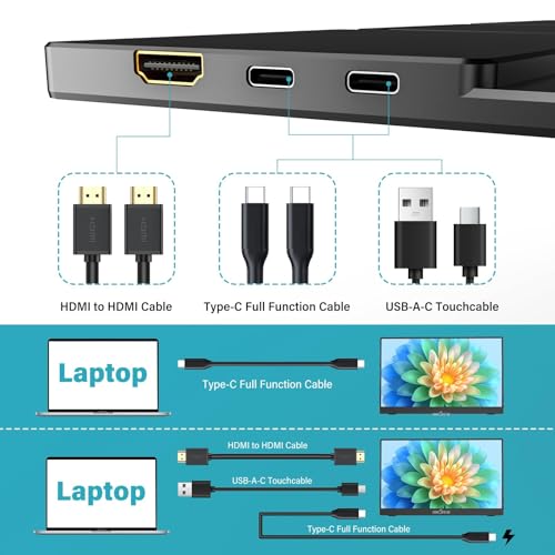 Image of QQU 14 inch Portable Touchscreen Monitor, 1920 x 1200 IPS /HDR Ultra-Slim Travel Display with VESA Mount & Smart Cover, Kickstand & Speakers, HDMI USB-C External Monitor for Laptop, PC,Phone, Tablet, PS4 /5