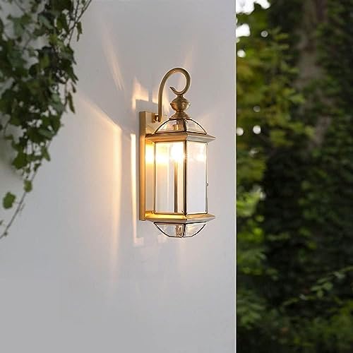 Applique extérieure E27 haut de gamme en cuivre véritable et verre étanche