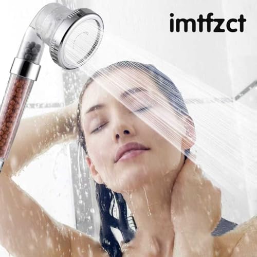 Regadera de alta presión con filtro iónico y 3 modos, ahorro de agua y cuentas de piedra para cabello y piel secos, spa en casa, marca imtfzct (sin manguera) miniatura 7