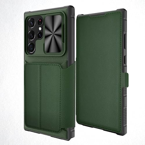 Coque Samsung S23 Plus ENILSA cuir vert avec porte-cartes et protection de caméra