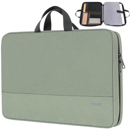 Ytonet Laptop Sleeve 15.6 Inch, Slim Water Resistant Laptop Cover Case with Handle Computer Cases for Travel, Office, Meetings, and Daily Use, Compatible with Lenovo HP Dell Asus, Avocado Green
