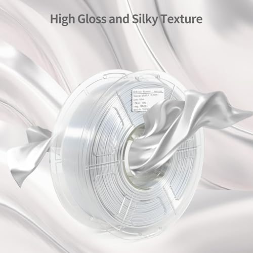 Image of IEMAI Silver Silk PLA Filament 1.75mm 1kg, Silky Glossy Finish 3D Printer Filament Max 600mm /s Printing, Enhanced Toughness & Neatly Wound for DIY, Art & Home Decor