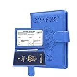 MCmolis Passport and Vaccine Card Holder Combo,RFID Blocking Leather Cover Case Travel Documents Org