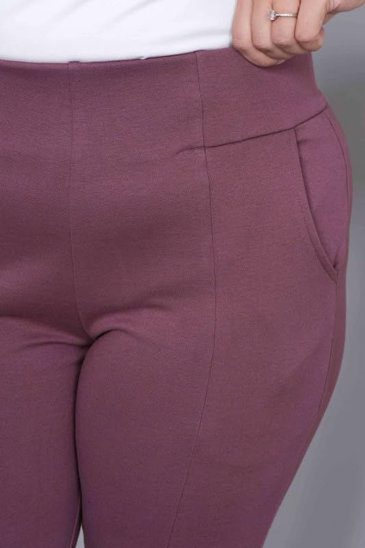Image of Mlada Women's Solid Cotton Lycra High Waist Ankle Length Tummy Tucker Jeggings Trouser with 2 Side Pockets | Office Wear Summer Pants | Regular Fit, Stretchable, Comfortable & Stylish Everyday Bottoms