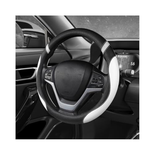Image of Car Steering Wheel Cover, 15 Inch Premium Leather Breathable Non-Slip Wheels Wrap, Universal Auto Comfortable Steering Wheel Protector for SUV Truck Van, Car Accessories (White)