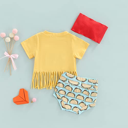 FIOMVA Newborn Baby Girl Clothes Letter Print Tassel T-shirt Top Shorts Headband 3Pcs Summer Outfit Set for Infant 0-24M2