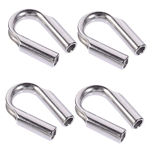 FUNOMOCYA 8 Pcs Wire Rope Sleeves Rack Crimp Wire Rope Eyelet Lawnmower Parts Electric Stainless Cable Clamp Ties Cable Clip Garden Wire Rope Chain Link Fence Repair Stainless Steel Silver