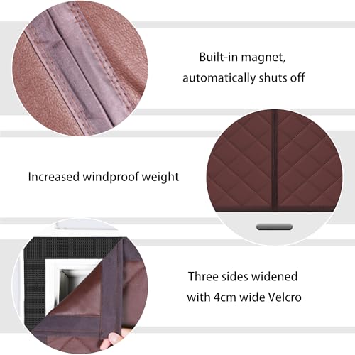 Rideau Thermique Magnétique Isolant Coupe-Vent Insonorisant Brun - 5