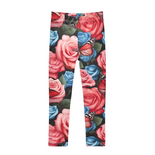 Kids High Waist Rose Butterfly Leggings for Toddler Girls 4T 202b3221