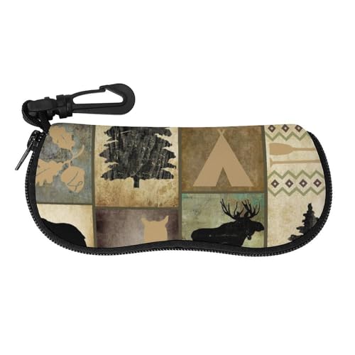 メガネケース メガネポーチ 動物 ブル 鹿 フクロウ ファスナー式 軽量 眼鏡ケース 小物入れ 柔らかい 防滴可能 擦り傷防止 フック付き 持ち運び便利 おしゃれ プレゼント