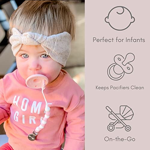 Image of Ali+Oli Silicone Pacifier Clip for Baby (Thin Pink) 100% Food-Grade BPA Free Newborn Pacifier Holder Infant Binky Clip for Baby for Baby Boy or Girl