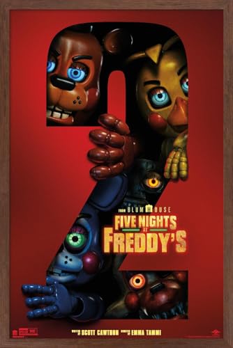 Trends International Five Nights at Freddy's Movie 2 (2025) - Withered One Sheet Wall Poster, 22.4L x 14.7W, Mahogany Framed Version