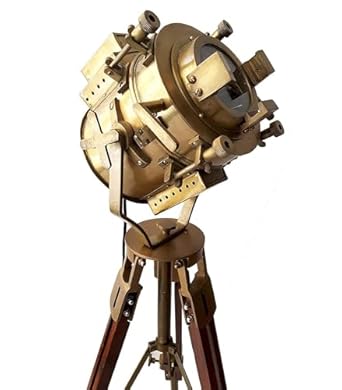 Vintage Studio Aluminum Spotlight with Dual-Fold Tripod Stand and Indian Standard Wiring (by TENABLE Nautical MART)