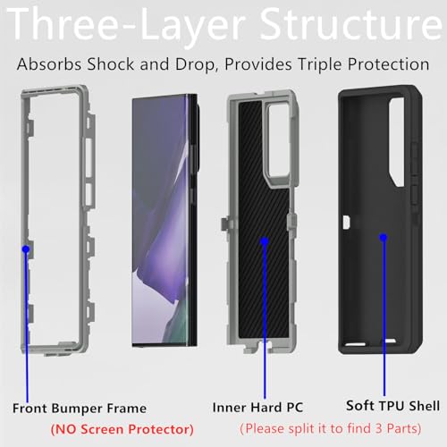 For Samsung Galaxy Note 20 Ultra Case Heavy Duty Protective Case Dustproof Shockproof Protection 3 in 1 Rugged Cover for Samsung Galaxy Note 20 Ultra 69 Inch GreyBlack