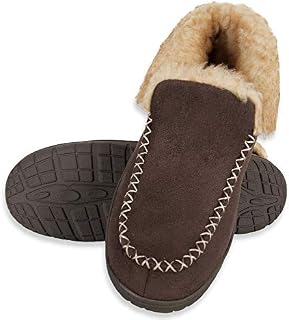 Chaps Men's Slipper House Shoe Moccasin Memory Foam Micro Suede Indoor Outdoor Nonslip