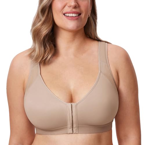 Image of DELIMIRA Women's Front Closure Posture Wireless Back Support Full Coverage Bra