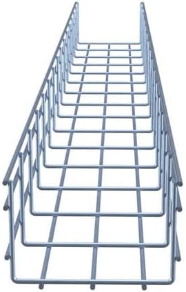 Wire Mesh Cable Tray, Electro Zinc Plated, Silver Steel, 3.93 x 5.91 x 59.06 inch, 2-Pack