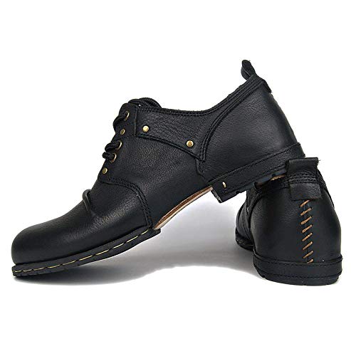 Image of OSSTONE Moto Boots for Men Fashion lace-up Leather Chukka Boots Casual Shoes OS-6015-1-RED-BROWN-R