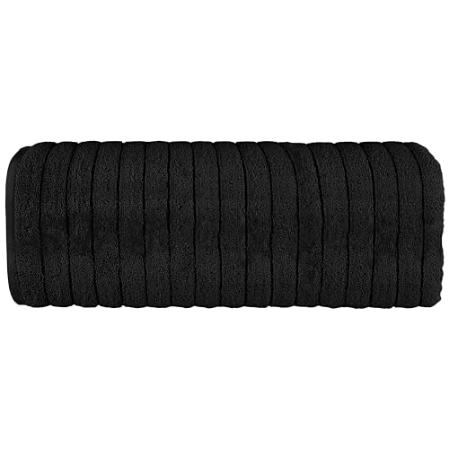 Image of Elegant Comfort 100% Turkish Cotton Corduroy Ribbed Luxury Jumbo Bath Towel Ultra Soft - 35 x 70 Inch - Luxury Spa Premium Hotel Quality Highly Absorbent and Quick Dry Large Bath Towel, Black