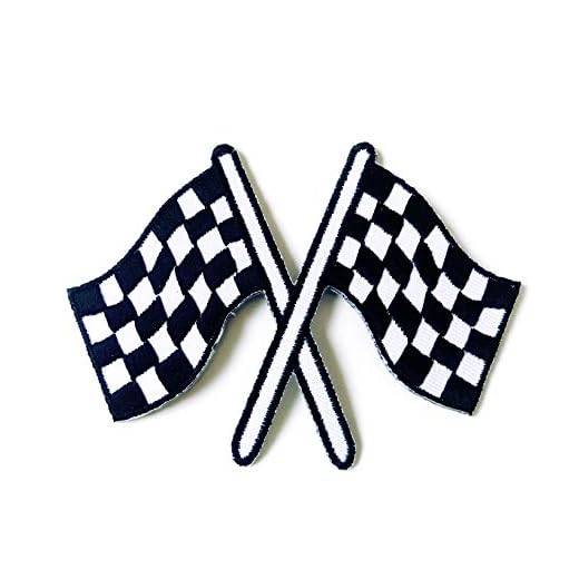 Checkered Flag Chequered auto car Racing Rockabilly Applique Jacket Vest Costume Embroidered Sewing Iron on Patch Embroidered Biker