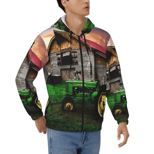 Sweat tracteur ancien zippé homme en polyester doux et épais taille S-3XL