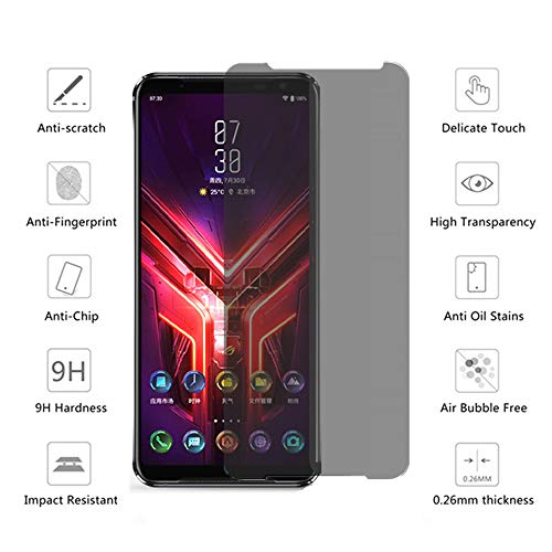 Privacy Screen Protector For Zs661Ks Asus Rog Phone 3 - (2Pcs) Anti-Stratch Anti-Spy Anti-Peep Screen Tempered Glass Film For Asus Rog Phone 3 #TOP1