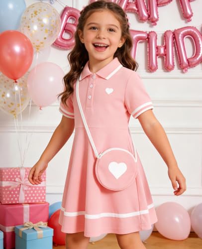 Move Dance Little Girls Sporty Dress Size 6-7 Pink Sundress with Bag - image 2
