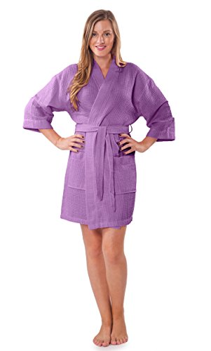 Image of Turquaz Lightweight Short Robes For Women Waffle Kimono Bathrobe - Soft, Fast-Drying, Long-Lasting Cotton Blend