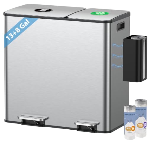 13+8 Gal Stainless Steel Kitchen Bin