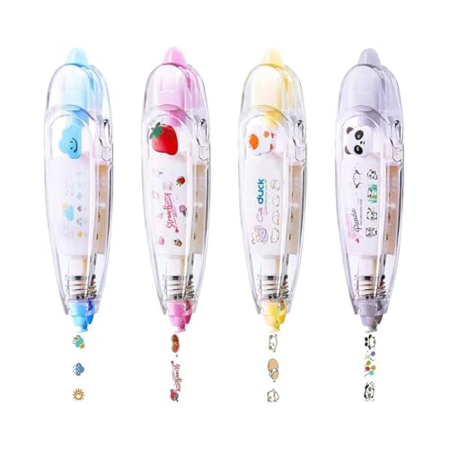 Zambuph 4 pack/lote cinta correctora de dibujos animados bonitos para decoración DIY y aplicaciones amplias cinta adhesiva de escritura papelería bonita