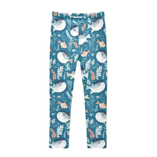 Puffer Hawaiian Fish and Seaweed Kids Baby Girls Legging Fashion Full Length Sweatpants Gym
