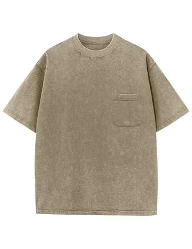 Image of COZYPOIN Unisex Kids Vintage Acid Wash Cotton Tees Crew Neck 3-16Y | 100% Cotton Boys Oversized T Shirt, Crew Neck, Short Sleeve, Front Pocket, Vintage Acid Washed Kids Tees for Boys Girls