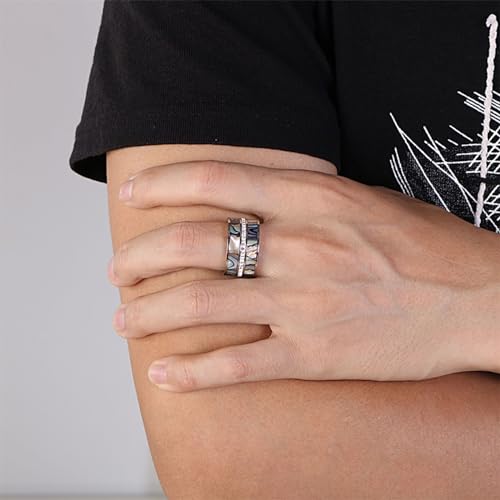 Bague Large Homme Acier Inoxydable Idée Cadeau Anniversaire Unique