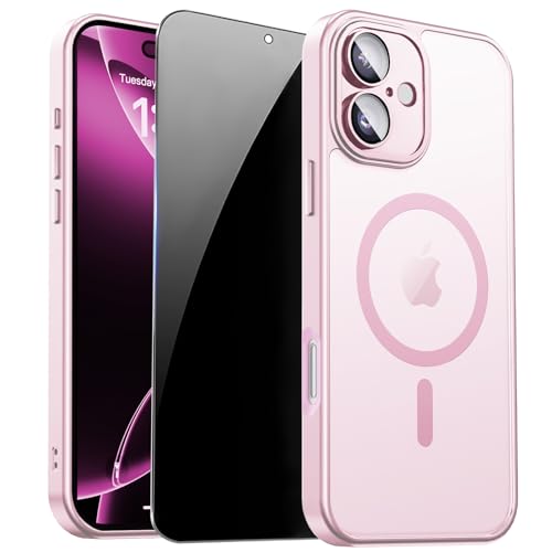 Image of for iPhone 16 Case with Privacy Screen Protector, Pink