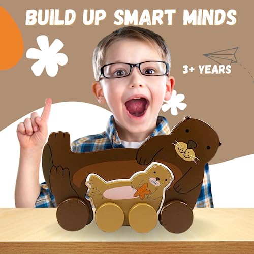 Image of Jack Rabbit Creations Inc Big & Little Wooden Push Toy Otter